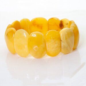Real BALTIC AMBER Bracelet, Royal White Amber Bracelet, Egg Yolk Amber 25.3 gram